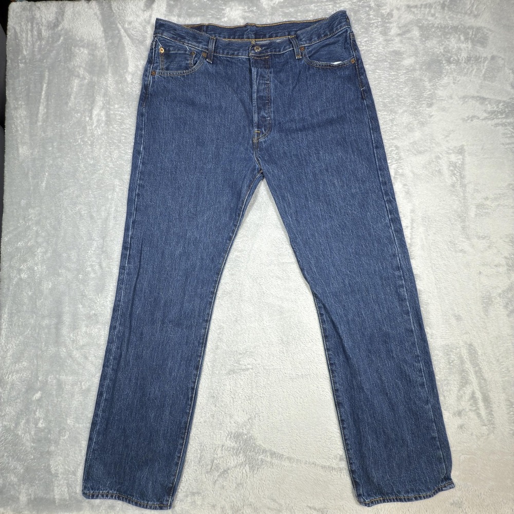 Levis 501 Jeans Mens 36x32 Blue Denim Straight‎ Leg Button Fly Classic Pants